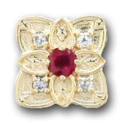 N626 14K RUBY & DIAMOND FLOWER CENTER SLIDE 